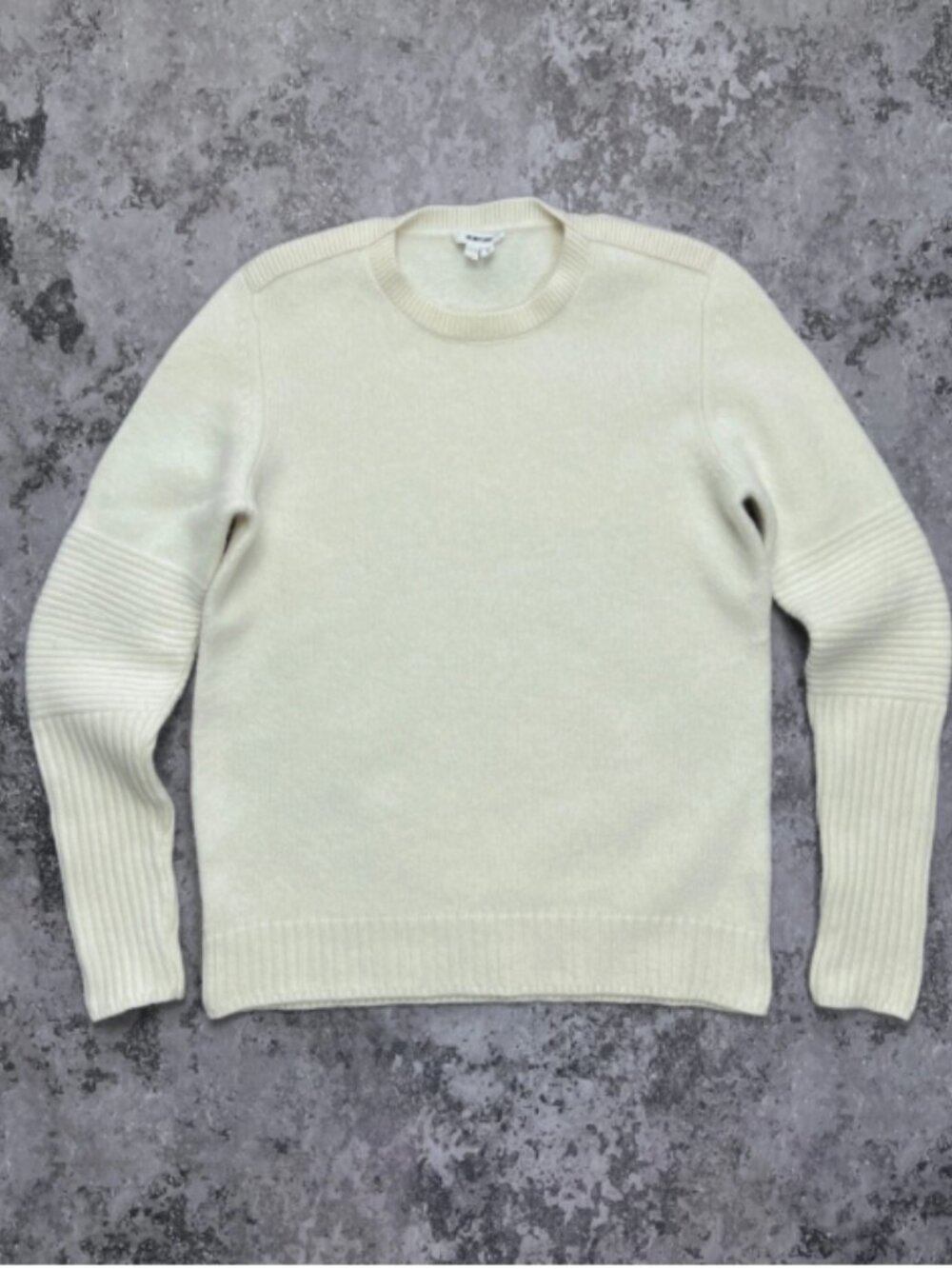 Helmut Lang Knit Cream Pullover Ribbed Biker Moto Sweater Mens 90s 2000 Y2K
